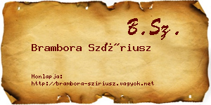 Brambora Szíriusz névjegykártya